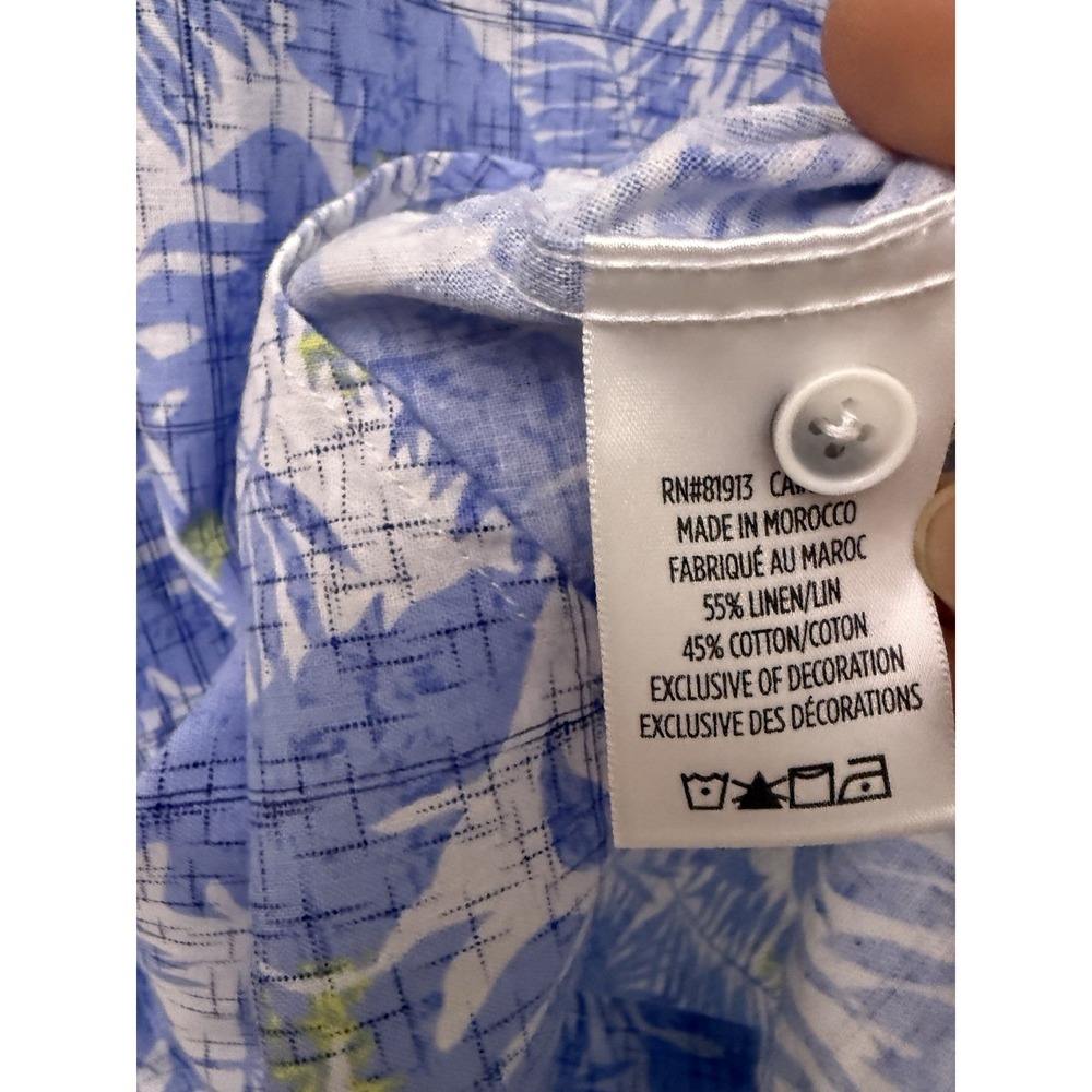 Robert Graham Spencer Floral Tropical Leaf Blue
White Shirt Men's Size M - Picture 6 of 7